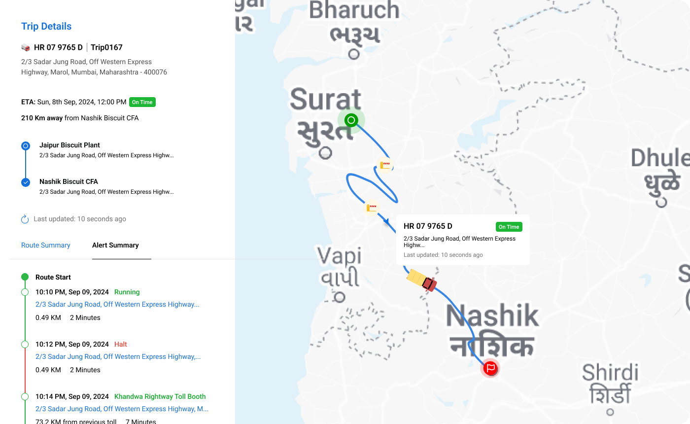 TMS live trip tracking map